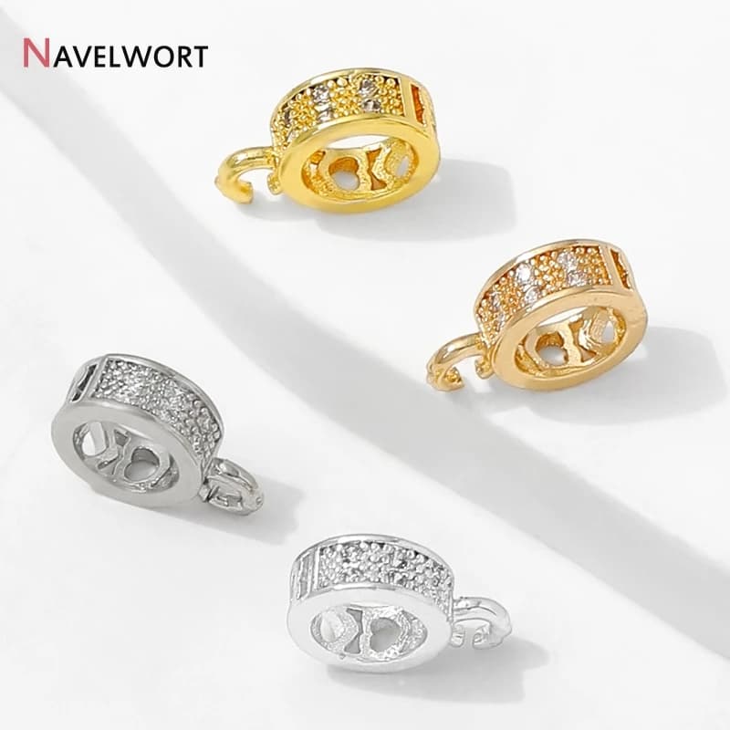 Ciondolo rotondo placcato oro 14K con zirconi intarsiati, connettore per ciondoli per la creazione di collane, accessori per gioielli, materiali per bigiotteria