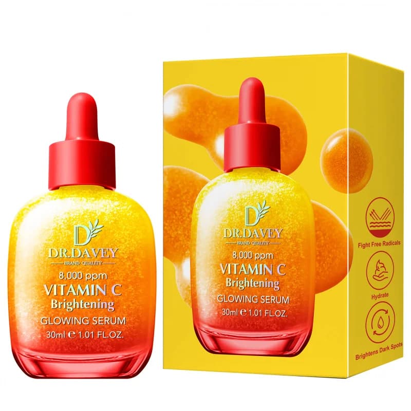 Siero Illuminante alla Vitamina C 30ml, Cura della Pelle per Tutte le Stagioni, Idratante per il Viso, Adatto per Uomini e Donne, Portatile