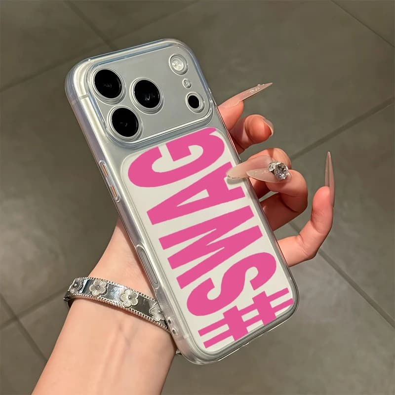 Hot Pink Black SWAG Letter Clear Phone Case for iPhone 17 16 Plus 15 Pro 14 13 12 11 Pro Max X XS XR 7 8 SE TPU Protection Cover