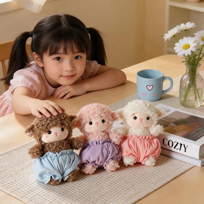 Peluche a Forma di Pecora, Cuscino Morbido, Giocattolo Decorativo, Regalo di Natale e Compleanno, Ornamento Kawaii per la Camera