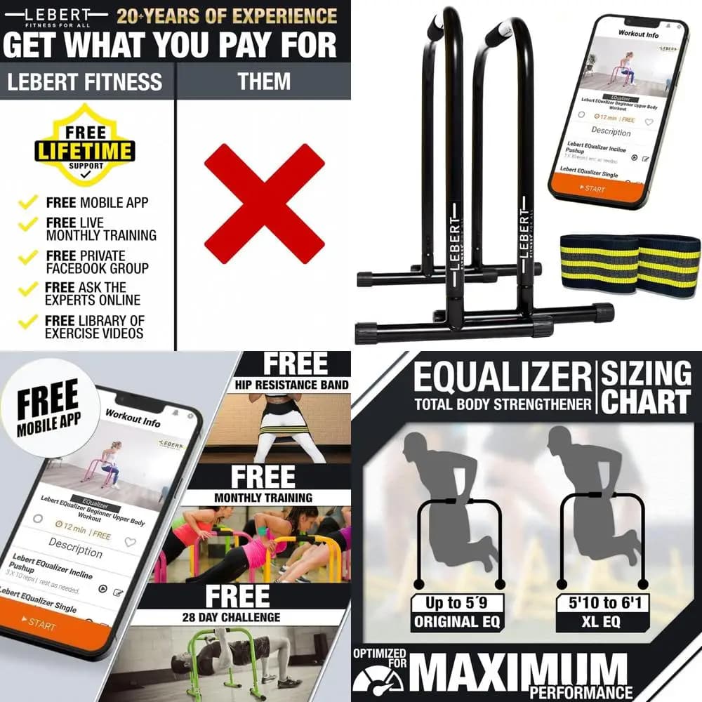 Lebert EQualizer Total Body Strengthener – Portable training station with your own weight – Includes resistance band for hips and more