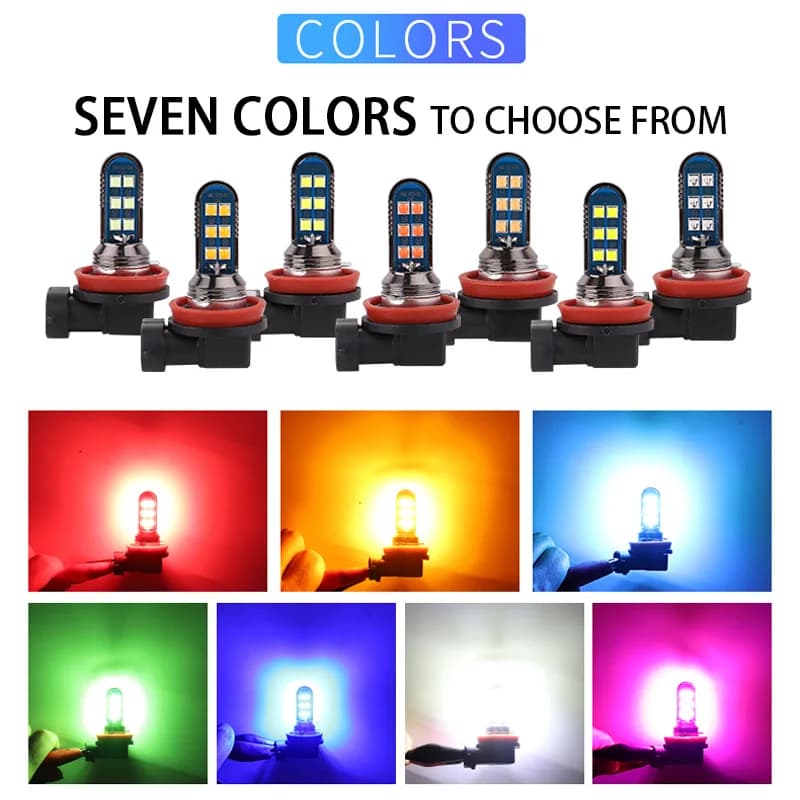 2 pz 7 colori verde arancione H7 H11 H8 HB4 9006 H27 881 880 H3 lampadine a LED di alta qualità fendinebbia per Auto fendinebbia