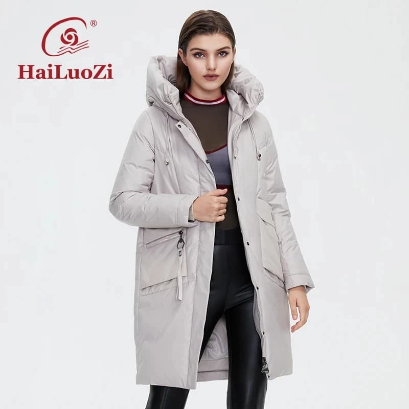 HaiLuoZi 2022 Piumino invernale da donna Collo alto imbottito Cappotto caldo da donna Moda Tasca grande con cerniera Parka femminile 6026