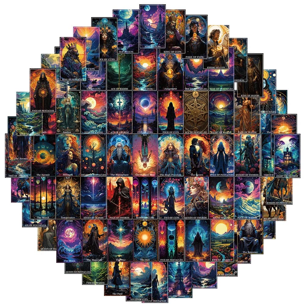 10/30/78pcs Cartoon Fantasy Tarocchi Carta Adesivi Divinazione Decalcomanie Decorazione FAI DA TE Skateboard Notebook Telefono Laptop Adesivi Per Auto