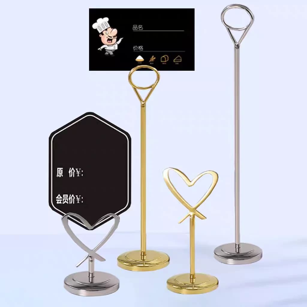 Set di 5 Portaetichette in Metallo POP, Clip per Foto e Memo, Supporto per Numeri di Tavolo e Segnaposto per Matrimoni e Ristoranti