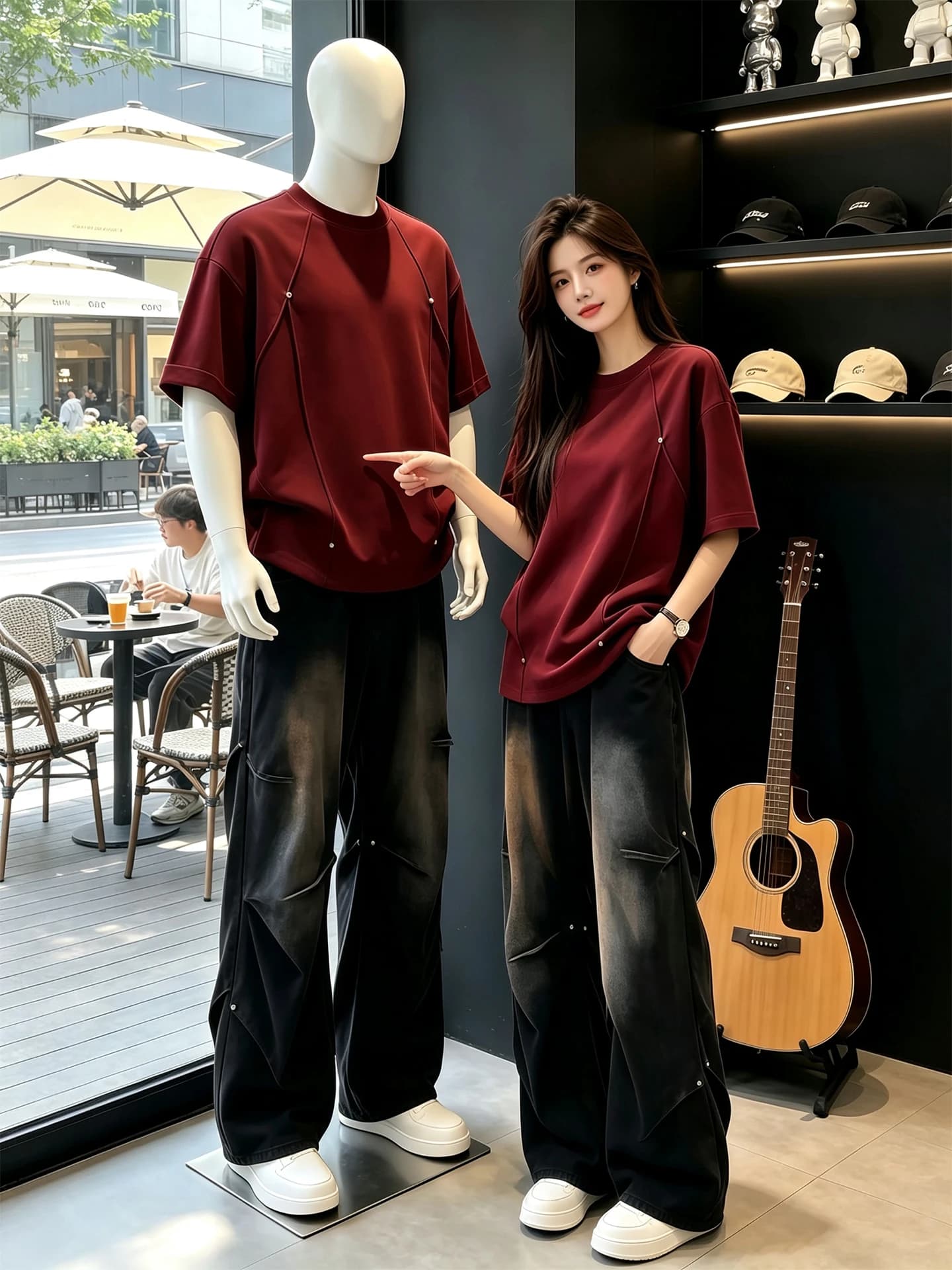 American Style Casual Cool Men's Summer Short Sleeve T-Shirt And Jeans Set Teenagers Fashion Sportswear Ensemble