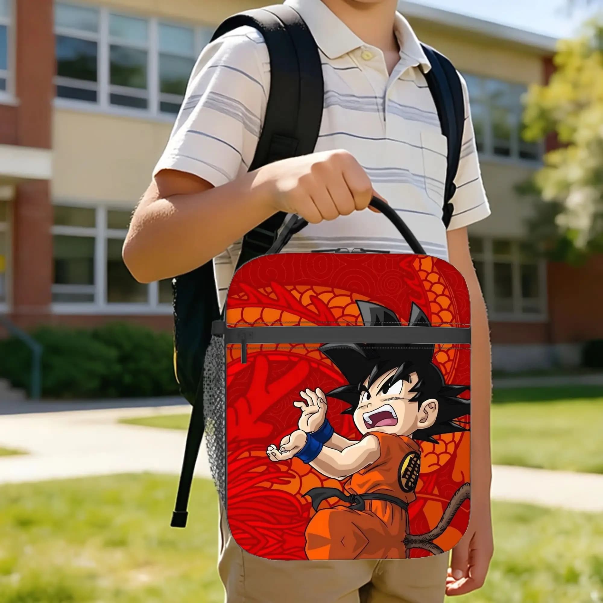 Borsa termica per il pranzo DBZ Kakarot Kid Goku, borsa frigo riutilizzabile, contenitore per il pranzo, borsa porta pranzo grande, borsa per alimenti, borsa da spiaggia, per esterni