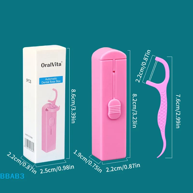 Dispenser Automatico Portatile per Filo Interdentale e Stuzzicadenti Aromatizzati alla Frutta, Strumento per la Pulizia dei Denti a Doppia Linea