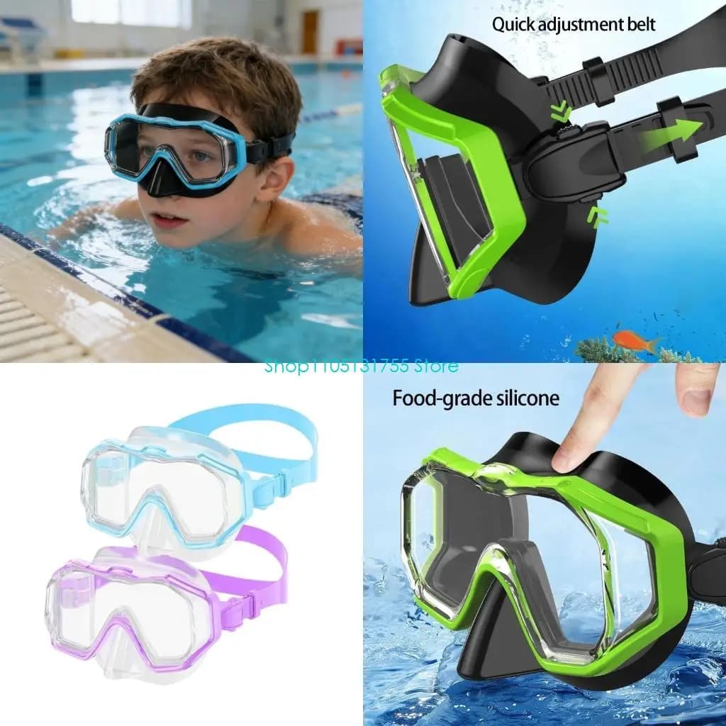 K0EF Occhialini da nuoto per bambini 2 pezzi Occhialini da nuoto con vista ampia con cinturino regolabile
