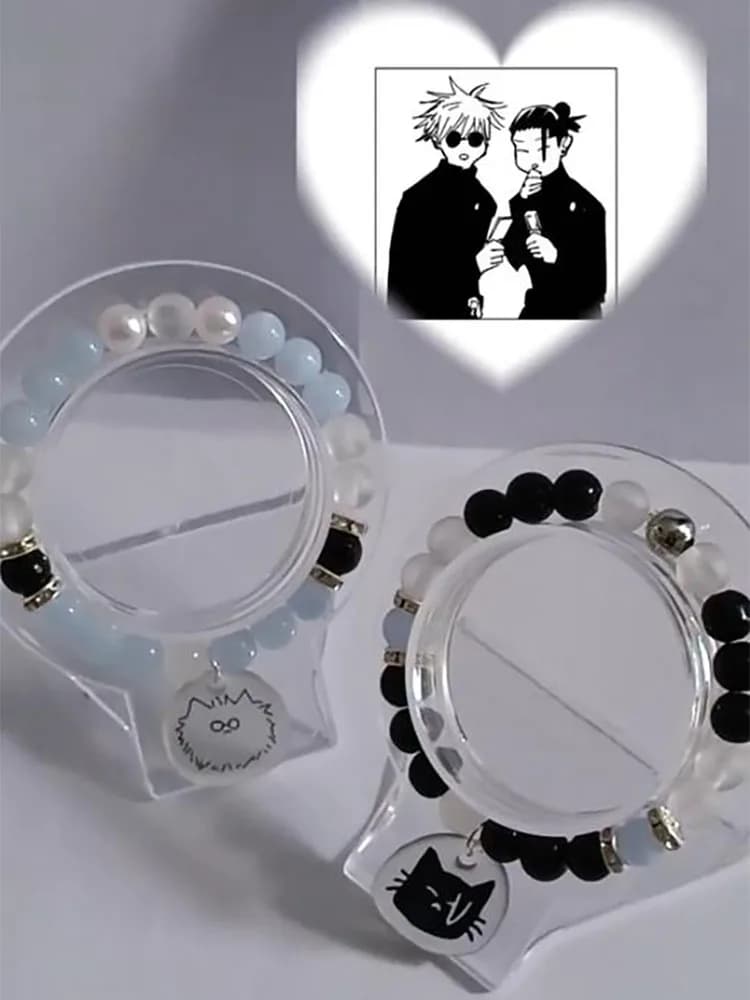 Gojo & Geto Stacy Bracelets with Matched Pair beads, Y2k aesthetic gift, gift for her, gift for him