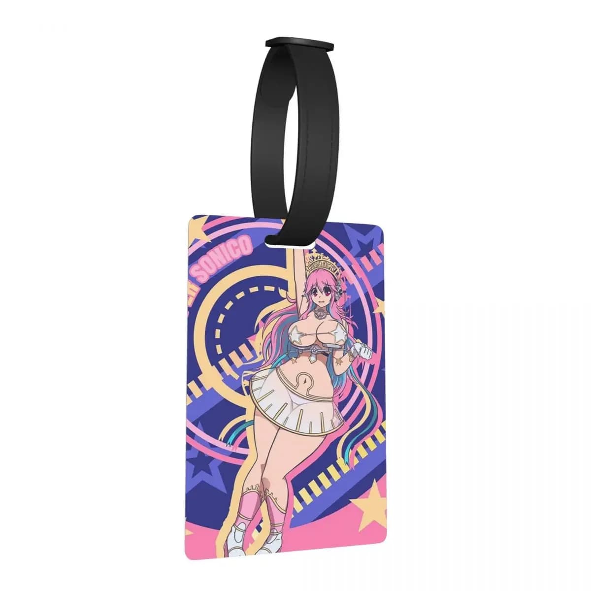 Cartoon Super Sonico Gioco Ragazza carina Etichette per bagagli Accessori per valigie Bagagli portatili Etichetta d'imbarco Porta etichette ID Nome Indirizzo