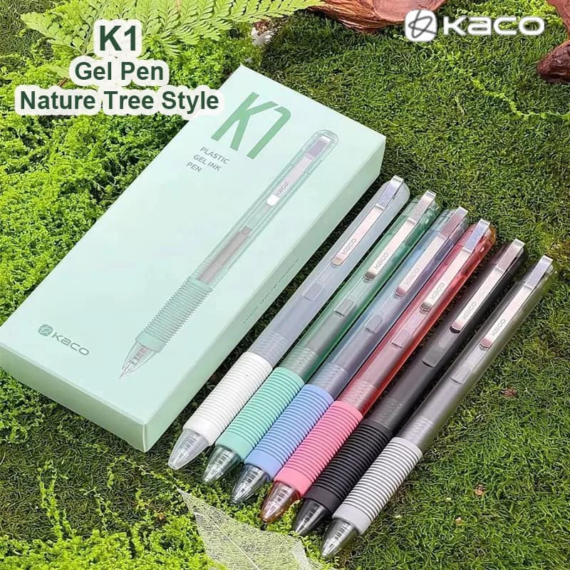 KACO Penna Gel K1 Stile Albero Naturale 0,5 mm Ad Asciugatura Rapida Comfort Asta Antiscivolo Scrittura Liscia Penne Nere Diario Materiale Scolastico Per Ufficio