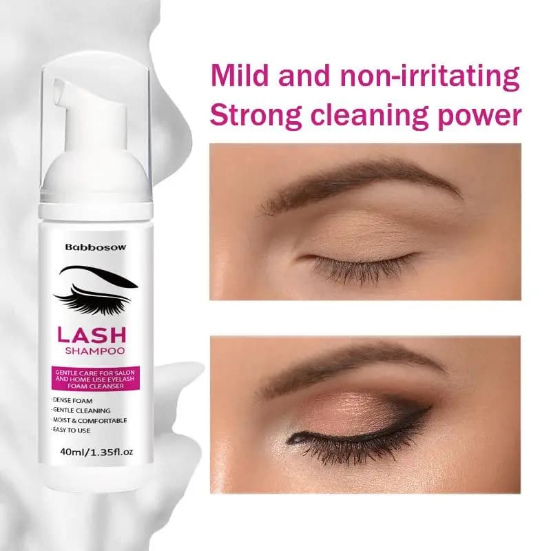 Shampoo Schiumogeno for Extension 40ml Eyelash with Brush, Detergent Background for Eyelids, Makeup Cleaning Tool, Removing Mascara Fai-da-te, Colla per Salone