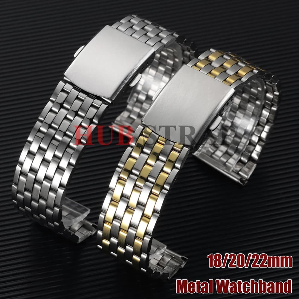 Cinturino per Orologio in Acciaio Inossidabile 18mm 20mm 22mm, Bracciale Universale con Fibbia di Sicurezza Pieghevole per Uomo e Donna, Accessori per Orologi