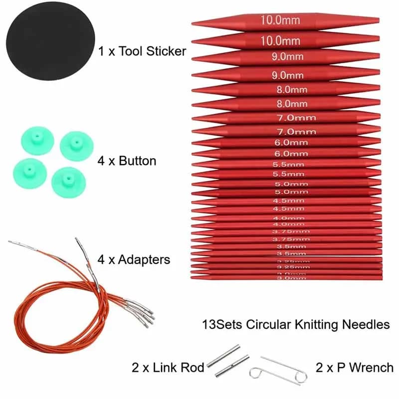 Aluminum Metal Circular Knitting Needles Set Interchangeable Knitting Needles Crochet Multiple Sizes Handmade Crafts BZZ01