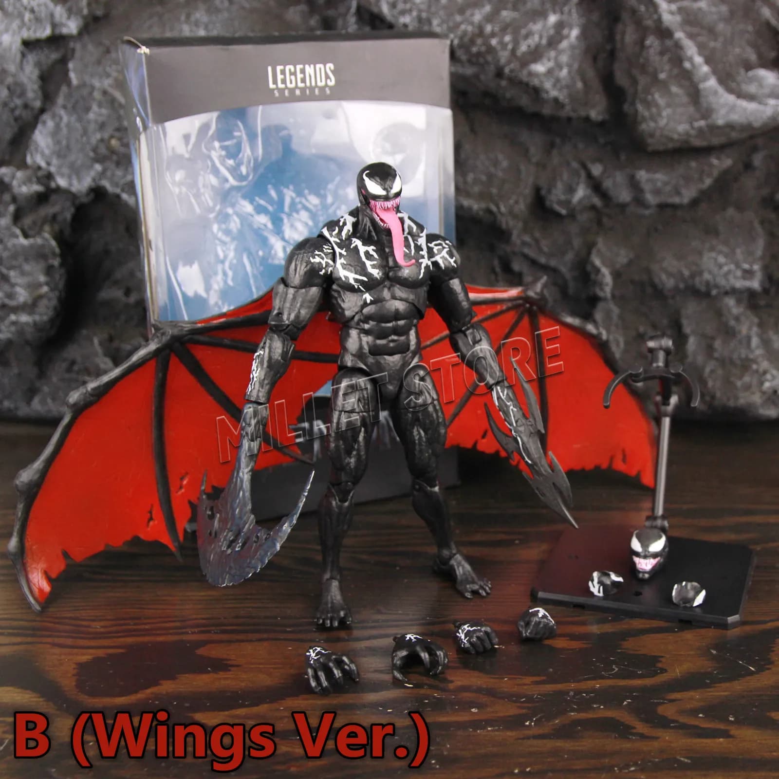 Aggiungi articoli in stock ai preferiti: Venom AMAZING YAMAGUCHI Accessory Pack Wings Action Figure Statua Modello con Articolazioni Mobili e Viso Intercambiabile