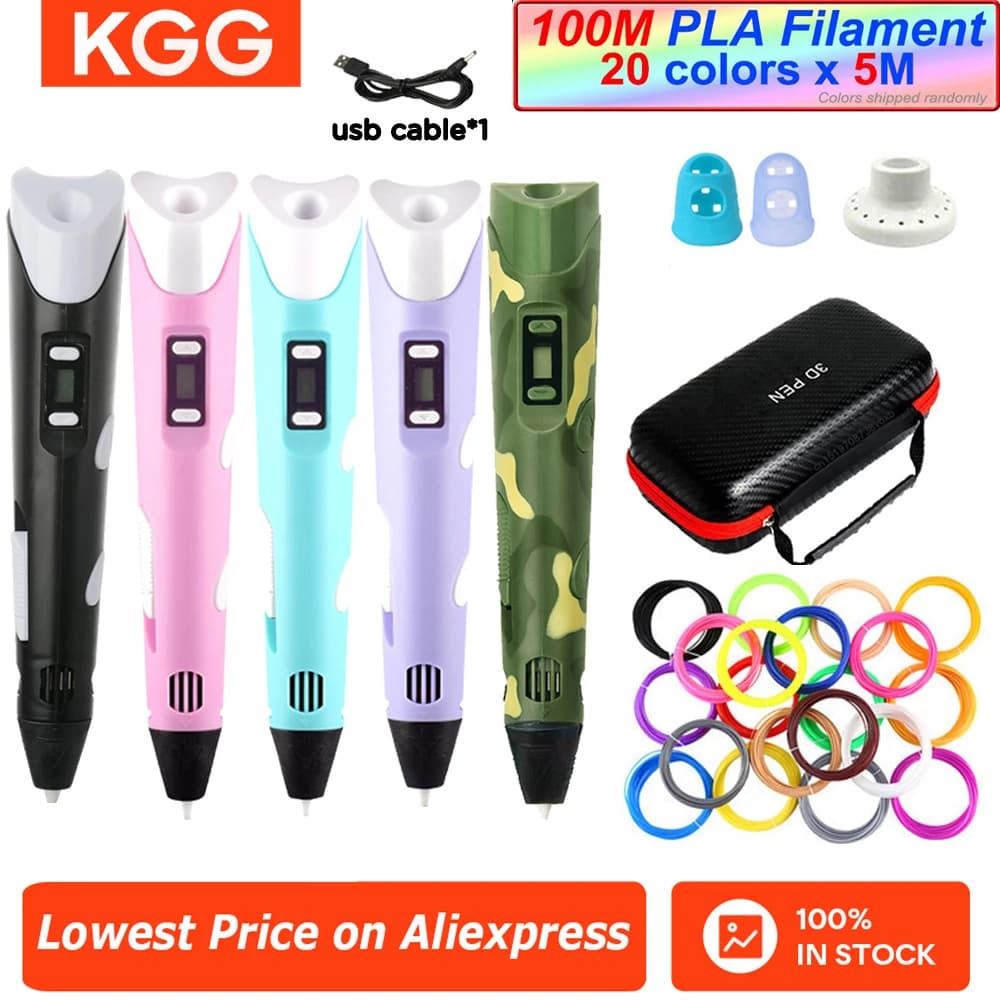 3D Pen With LCD Screen Compatible PLA Filament Toys 3D Drawing Printing Pen for Children DIY Christmas Birthday Gift