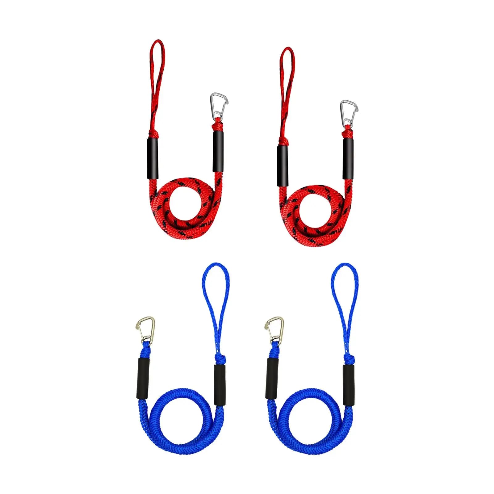 2Pcs Bungee Dock Line 4 Feet Fittings with Clip Mooring Rope Nylon Reusable with Loop Boat Ties for Watercraft
