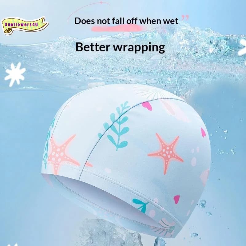 Kids Cartoon Print Swimming Hat High Elasticity Waterproof Non-slip Swim Cap for Boys Girls Professional Swim Training