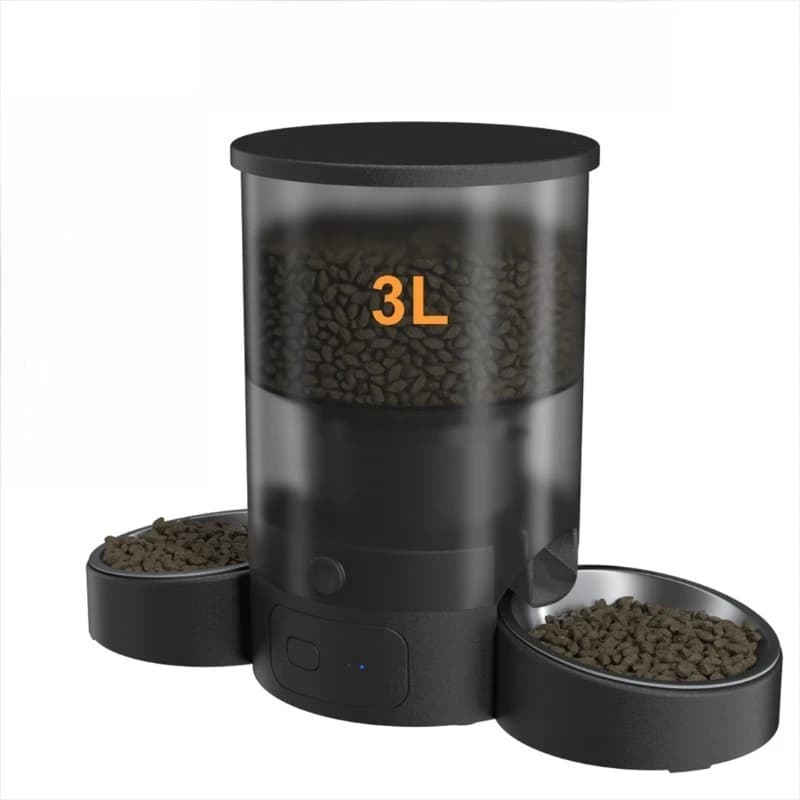 Alimentatore automatico intelligente per cani con doppia ciotola da 3 litri, dispenser per alimenti con telecomando, cronometraggio dei prodotti per animali domestici