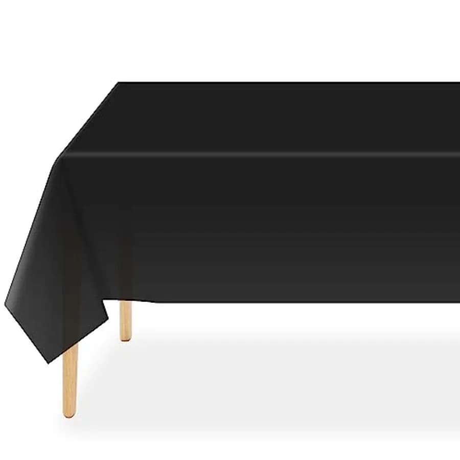 Black Plastic Table Cloth Disposable 3 Pack, 54 x 08 Inch Tablecloths for Party, Graduation, Halloween Decorations, Rectangle T