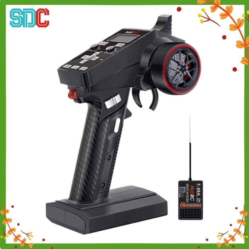 HOTRC CT-6A 2.4GHz 6CH Remote Control Radio System Transmitter LCD Screen Display With F-06A Receiver For RC Car Tank Boat
