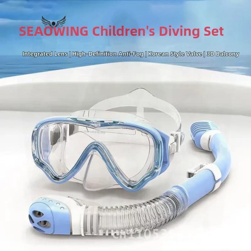 Waterproof Children's Sub Snake Snapkin With Breathing Tube Fully Dry Snorkeling Suit Silicone Swimming Equipment in Blue