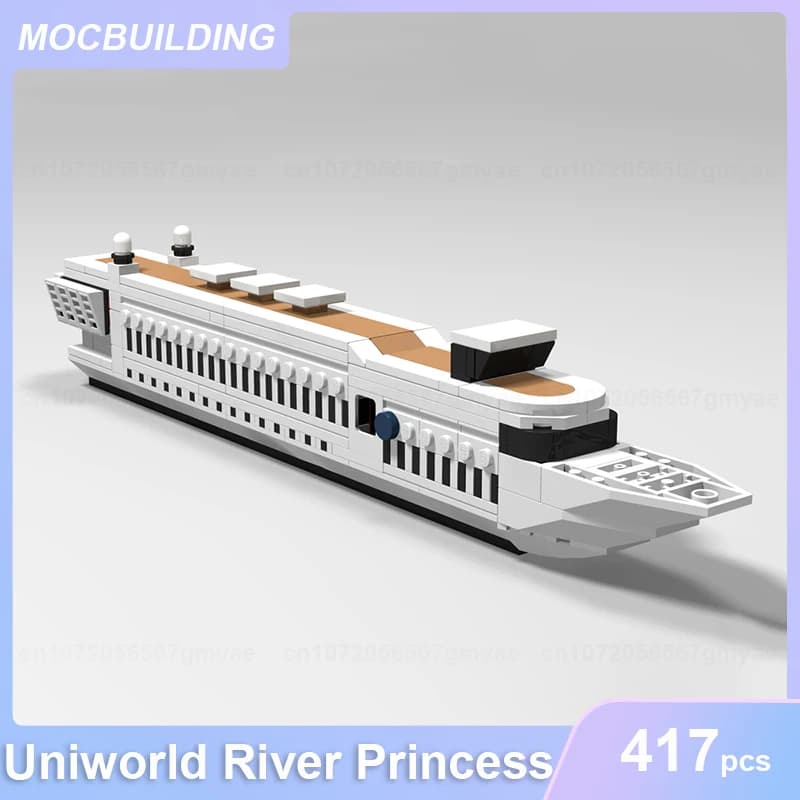 Blocchi da Costruzione MOC Modello Barca Principessa del Fiume Uniworld, Kit di Assemblaggio Fai-da-Te, Giocattoli Educativi, Regali di Natale, 417 Pezzi
