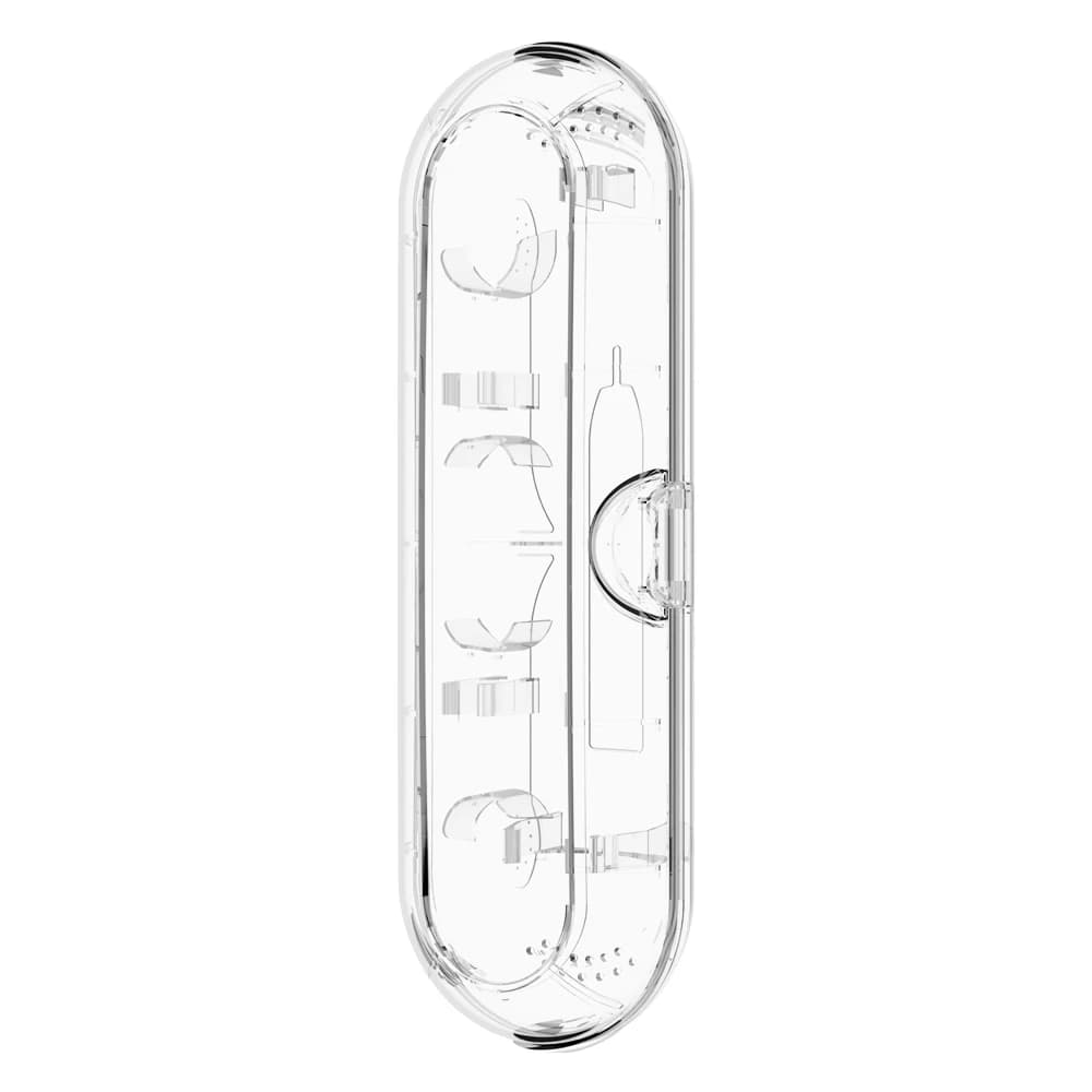 Transparent travel bag for toothbrush compatible with Oral B, iO and Philips Sonicare electric brushes, portable travel storage box