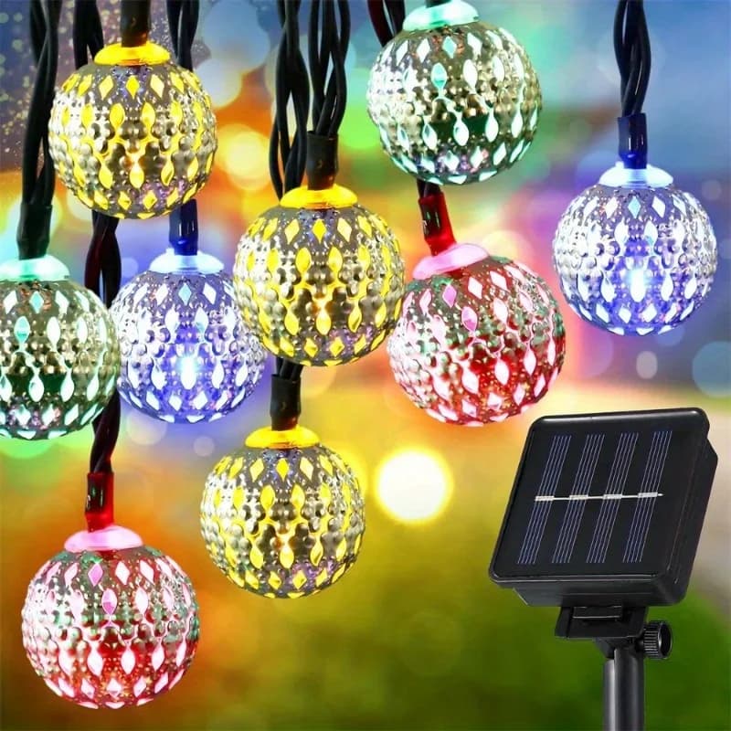 3.5M Solar String Lights marocchino Ball RGB LEDs perfetto per matrimoni feste compleanni natale casa camera da letto Garden Yard Decor