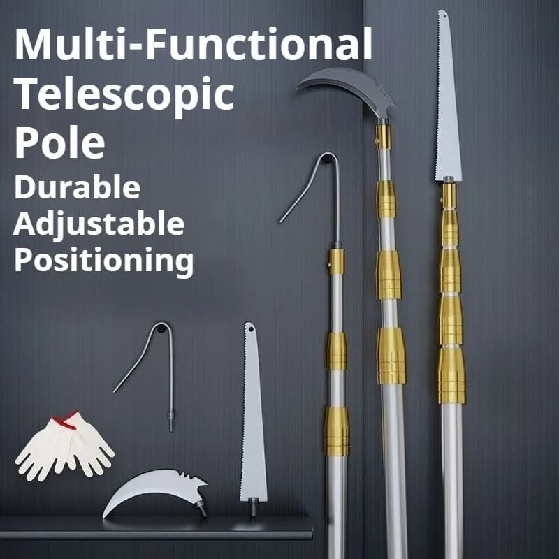 Lightweight Solid Telescopic Pole Multifunctional Stainless Steel Anti-rust Pole Fruit Picking Fishing Netting Garden Hand Tools