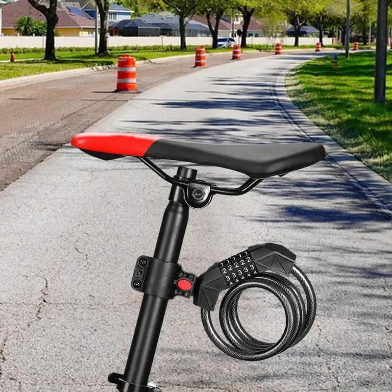 Lucchetto per scooter elettrico Combinazione di lucchetti per ciclo da 4 piedi per motocicli Passeggino integrato ripristinabile con catena sicura a spirale a 5 cifre
