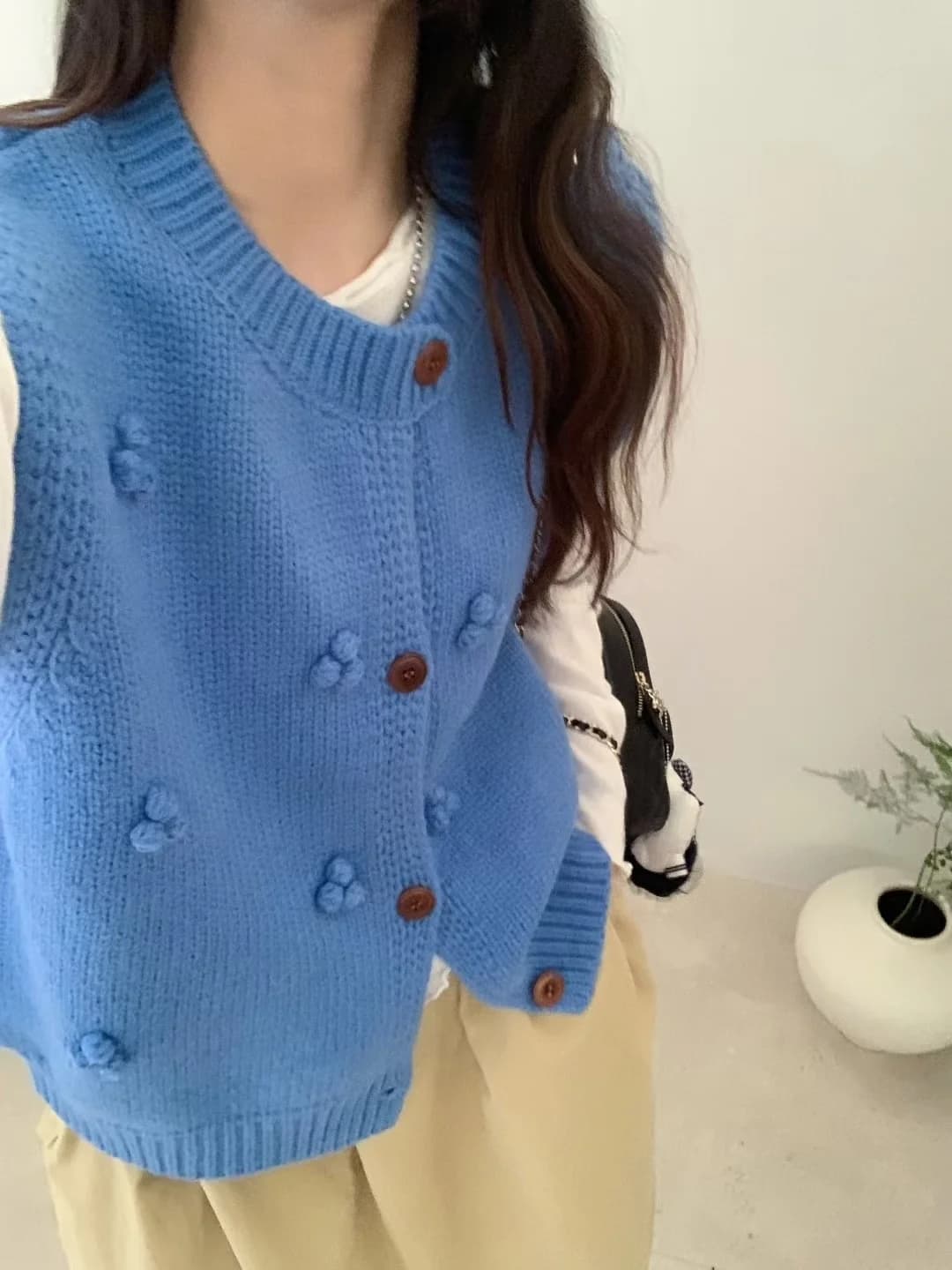 Gilet in maglia morbida da donna, stile Dongda Gate, con ricamo sottile, morbido, stile coreano, per primavera e autunno