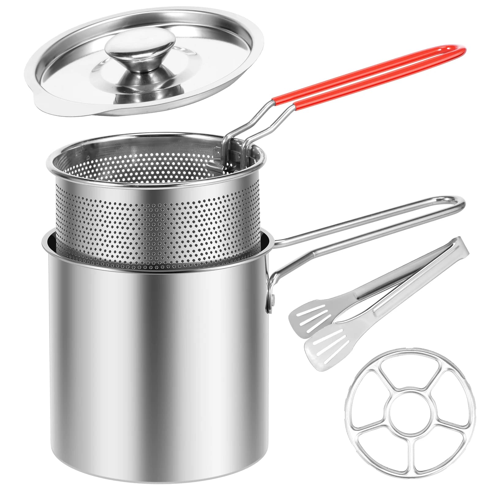 Stainless Steel Frying Brush Japanese Tempura Small pan with fries basket Pollo Kitchen Tool