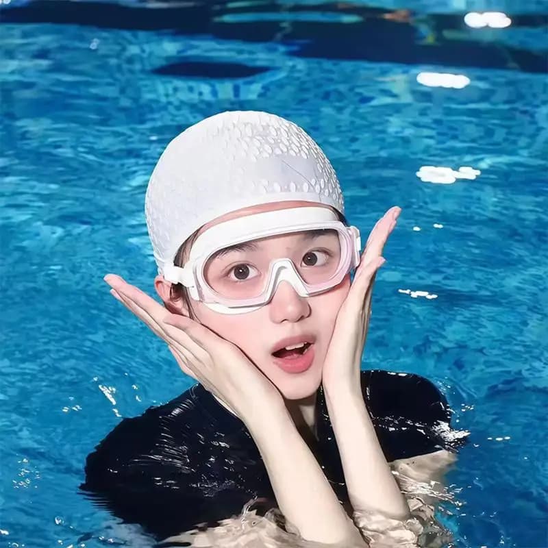 Nuovo Cuffia da Nuoto in Silicone per Adulti e Adolescenti, Protezione per Capelli Lunghi con Tasche per le Orecchie, Impermeabile, per Allenamento e Gare