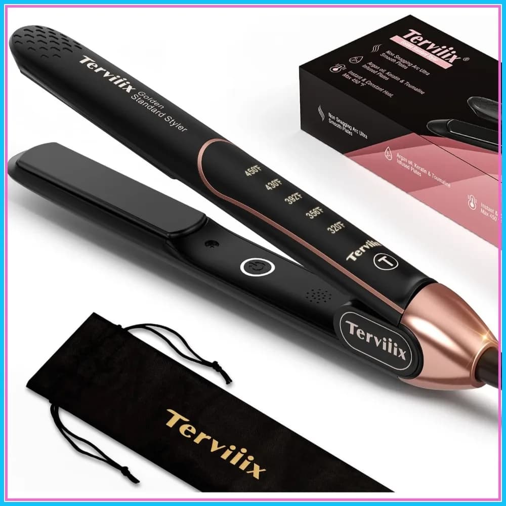 Piastra per Capelli in Ceramica Anti-Groviglio da 1 Pollice, 3 Volte Meno Danni, Lisciante e Arricciacapelli, Riscaldamento Rapido in 15s, 5 Livelli di Calore 320-450°F ° F