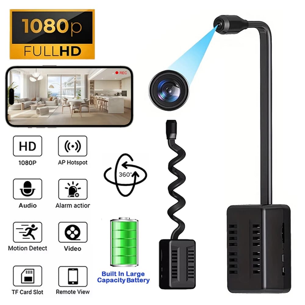 Mini telecamera WiFi 1080P HD Monitoraggio remoto wireless Smart Home Motion Detection Sorveglianza Videocamera di sicurezza Registrazione in loop