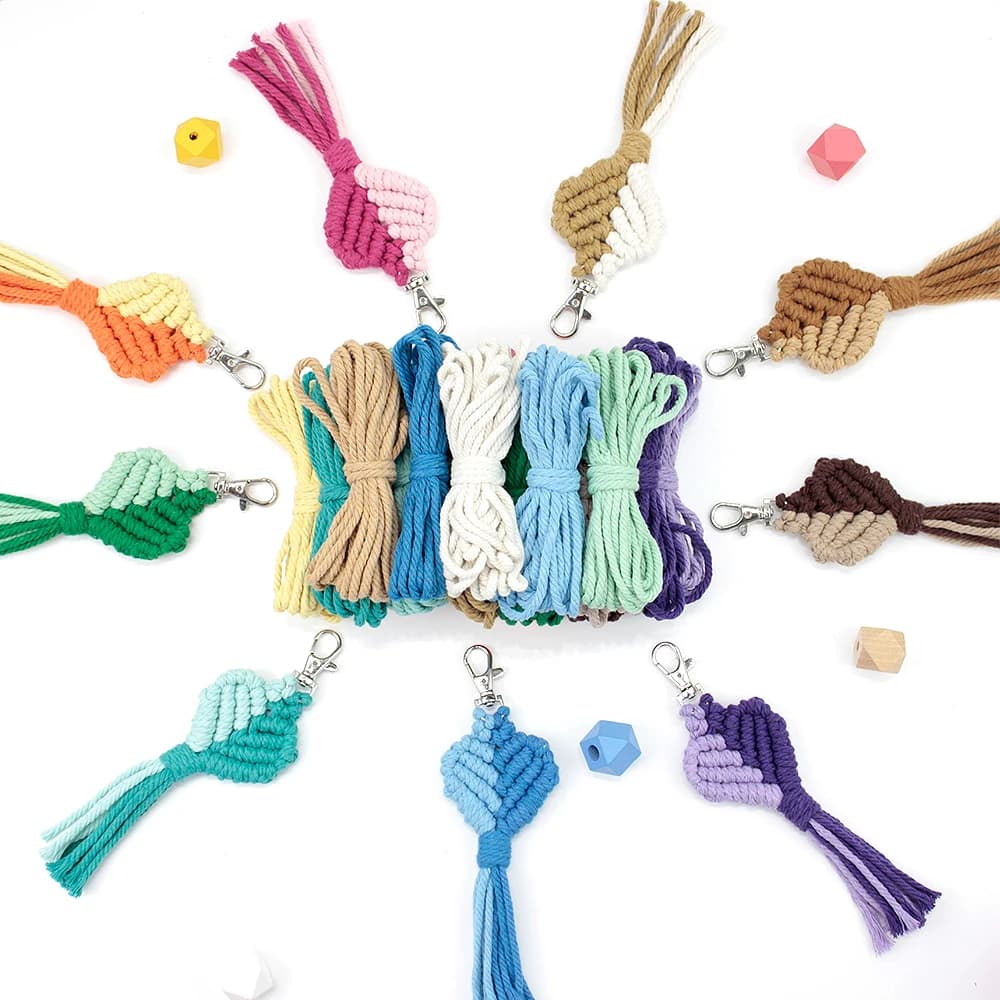 Heart Macrame Braided Keychain Kit Complete Accessories Polyester Handmade Pendant DIY Craft Set for Valentine's Day Gift