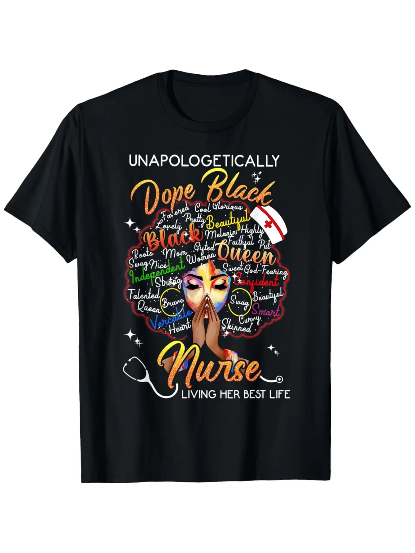 T-shirt Black Nurse Melanin Pride - 100% cotone S-3XL, maglietta nera da praticante RN