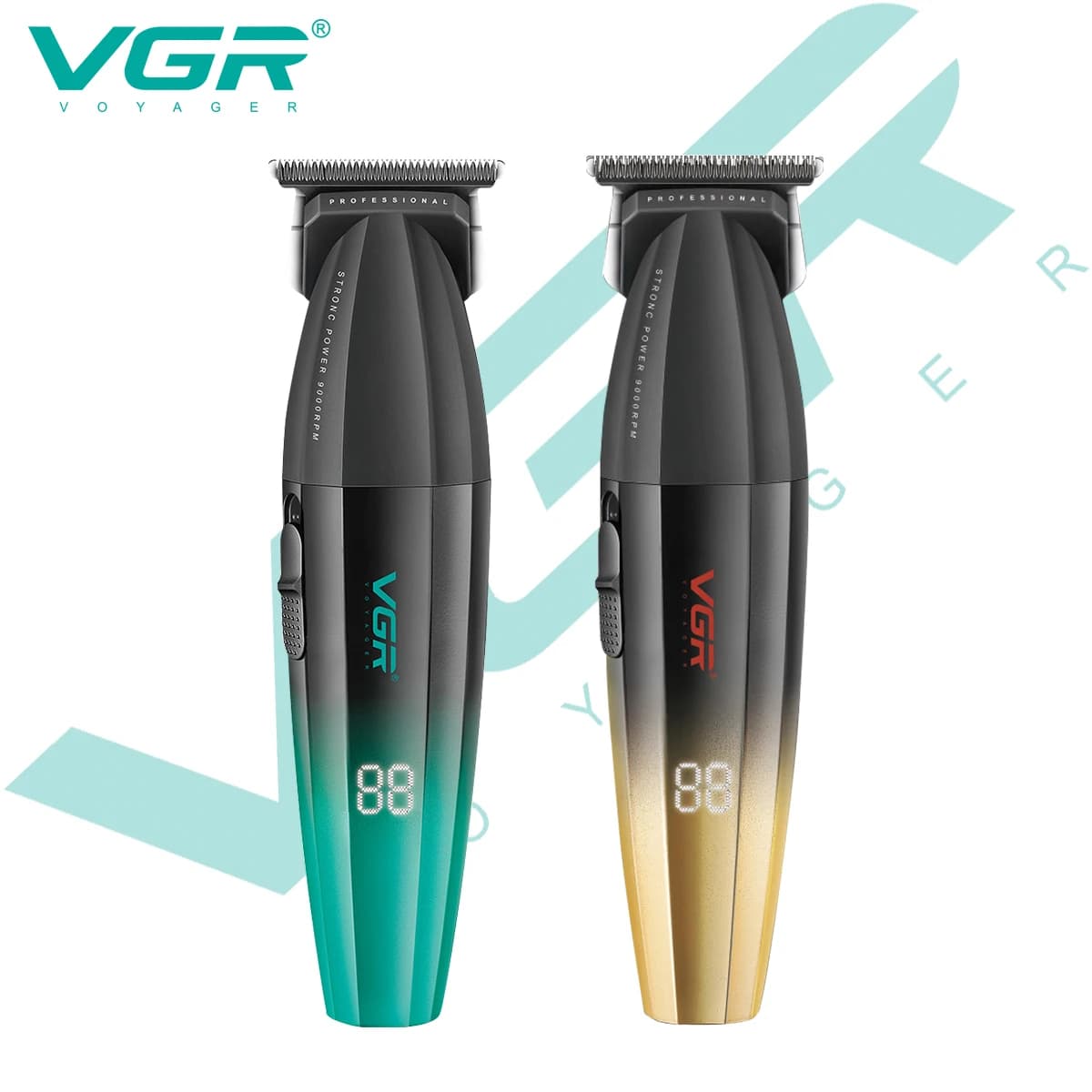 VGR V-906 Hairdresser Home Haircuts Gradient Metal Body Haircut Cutters LED Digital Display Intelligent Pu Electric