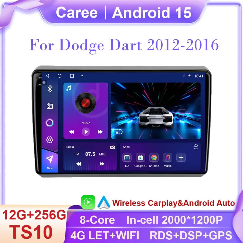 Wireless Android Auto Carplay Per Dodge Dart 2012-2016 Lettore Multimediale Per Auto 5G Wifi GPS Sistema Intelligente 8 Core Touch Display