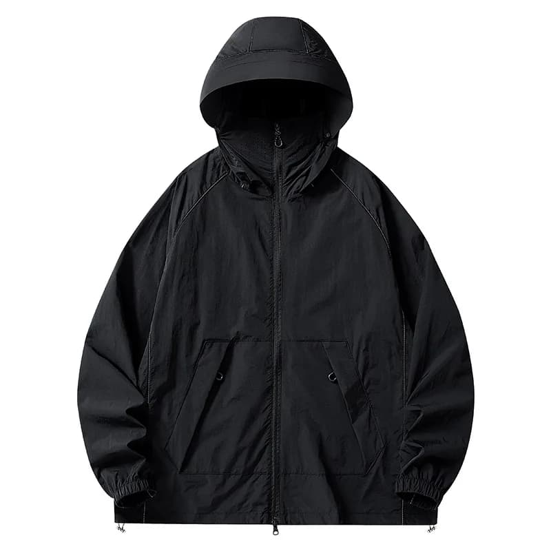Men's Lightweight Jacket for Running, Solar Protection UPF 50+, Jacket with Rapid Drying Hood for Training and Open Sports, Ice Silk Windproof
