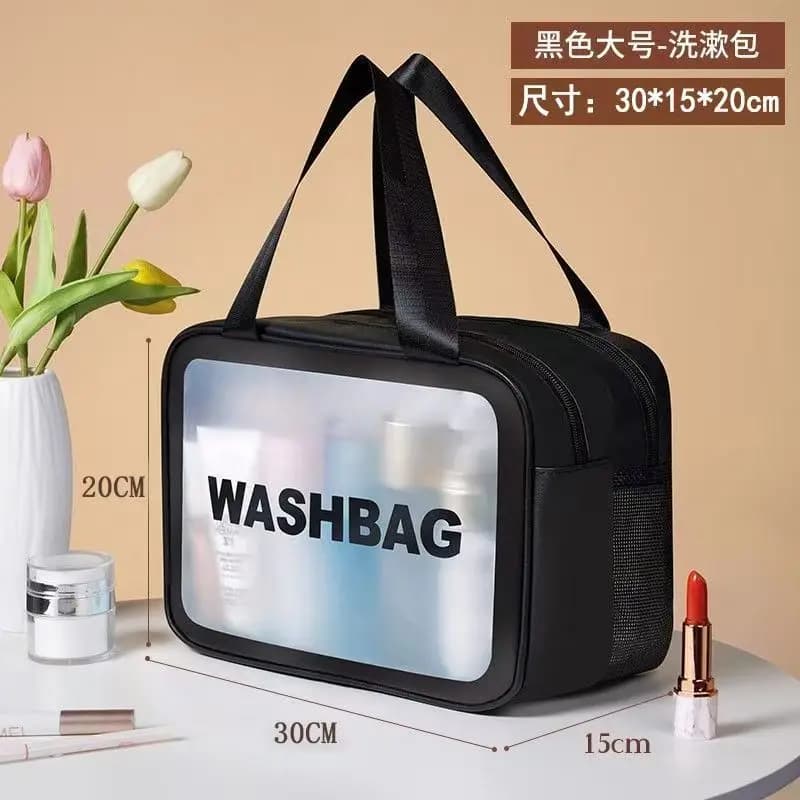 Dry-Wet Separation Dual Transparent PU Makeup Bag portable washing bag cosmetic storage bag travel fitness swimming essentials