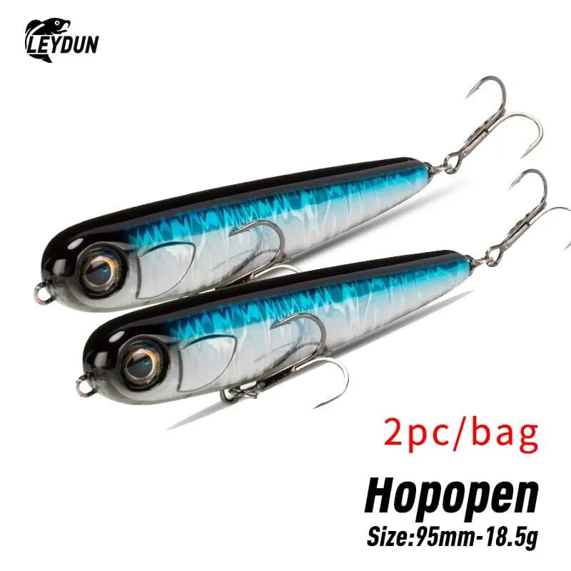 HOPOPEN Galleggiante Nuove Esche Da Pesca 95 Millimetri Matita Superficie Dell'acqua Superficie di Acqua Salata Esche Dure Cane Che Cammina Spigola Wobblers Richiamo