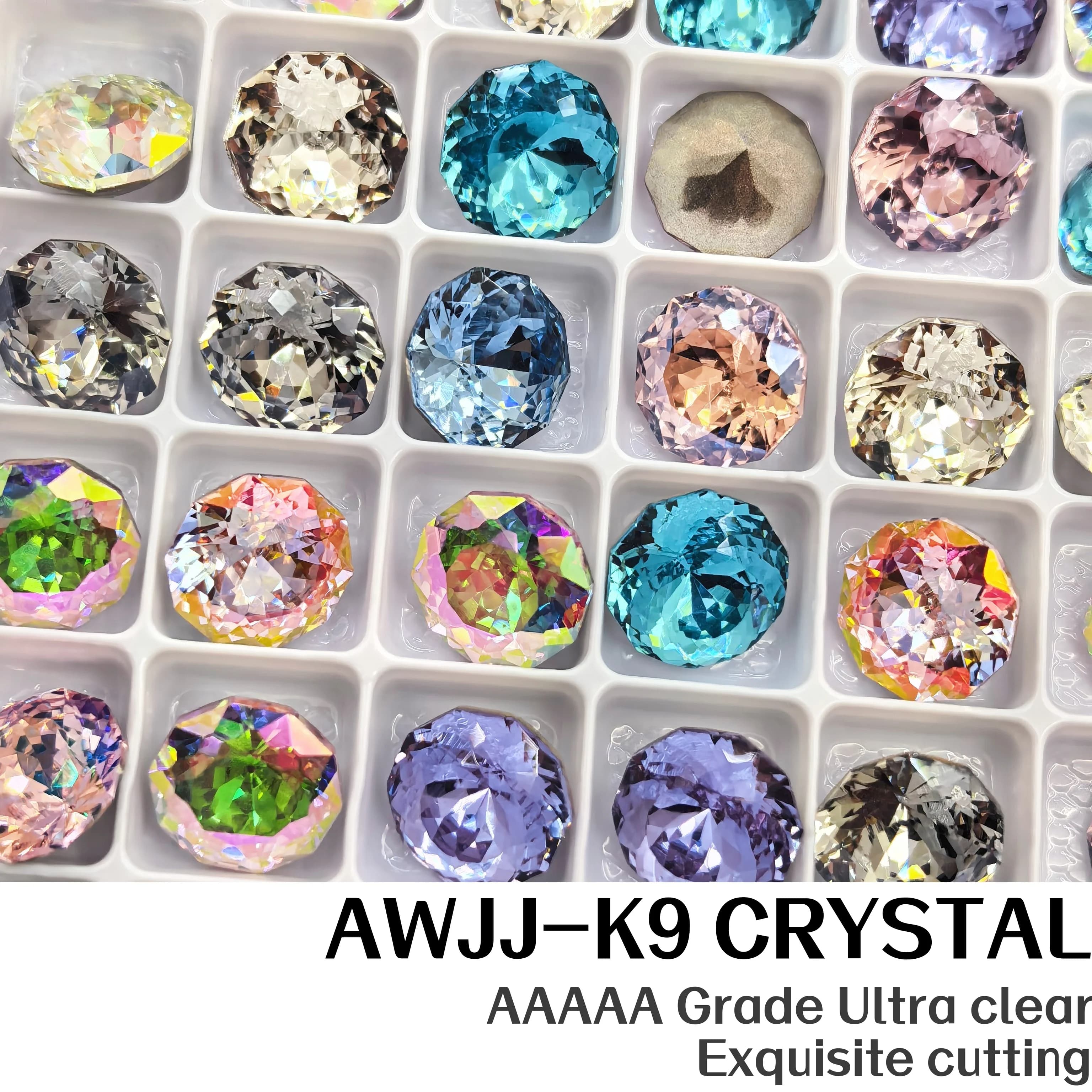 Confezione di Strass in Cristallo K9 da 10mm, Taglio a Rosa a Dieci Lati, Multisfaccettati, Effetto Scintillante Vintage, Fondo Appuntito per Gioielli Unghie Fai da Te