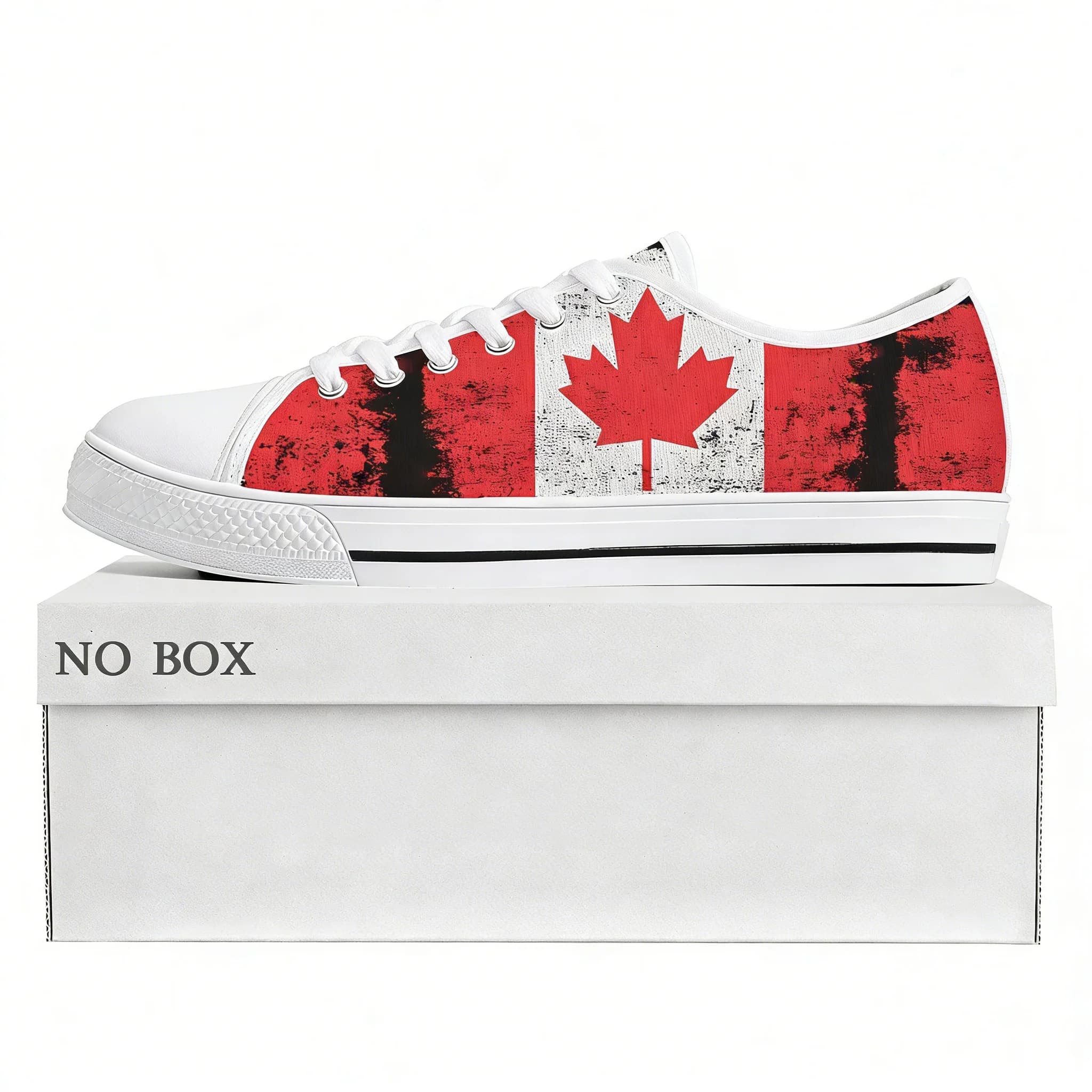 Sneakers basse con bandiera canadese, sneakers in tela da uomo e da donna, scarpe casual da coppia Canada Prode, scarpe personalizzate