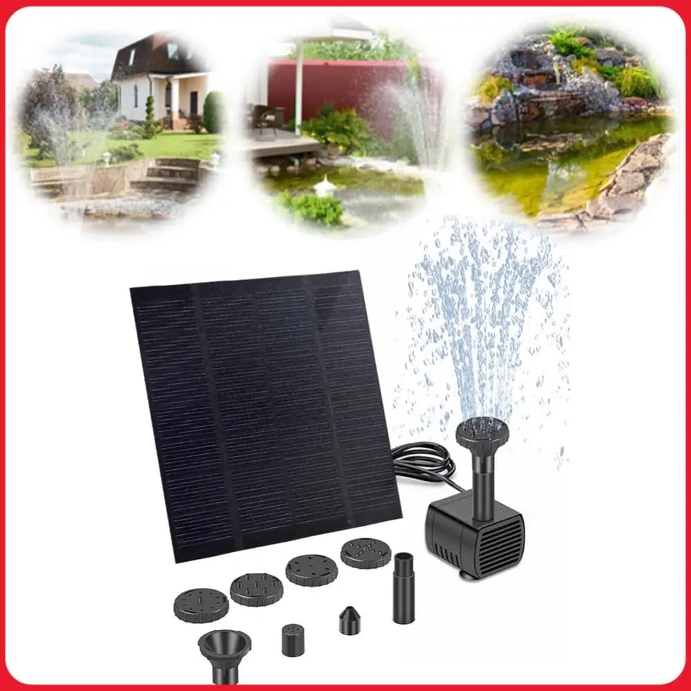 Solar Fountain Pond Pump Kit with Nozzles Solar Powered Fountain Water Pump Solar Water Pump Kit for BirdBath Garden Small Pond