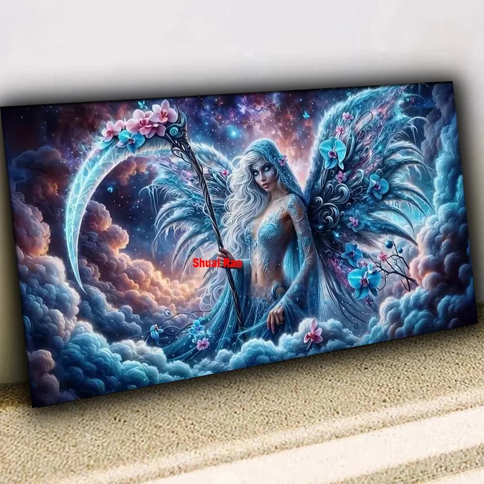 Mysterious Skeleton demon Angel,DIY Diamond Painting,Skull Art,Full Square Round Mosaic Embroidery,Cross Stitch Kit,Home Decor