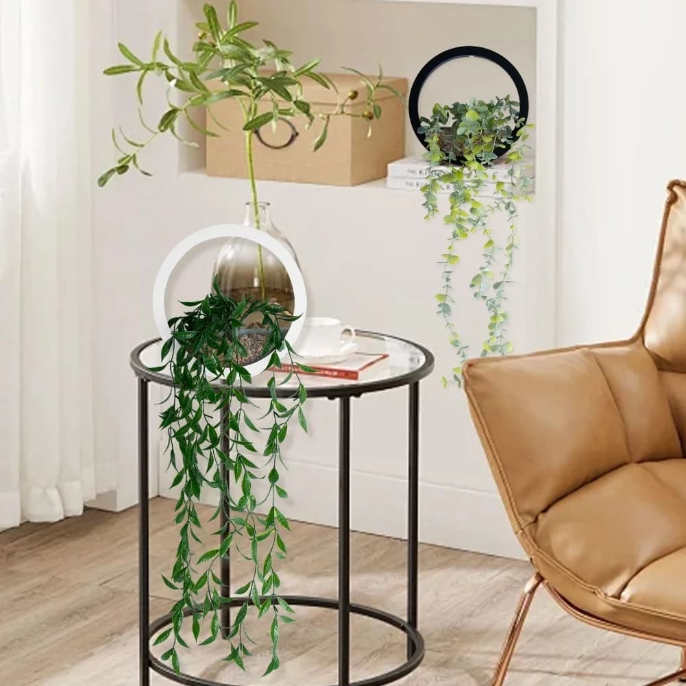 2 Pack Artificial Hanging Plants with Realistic Green PVC Foliage for Wall Decoration For Easy to Mount Indoor Use