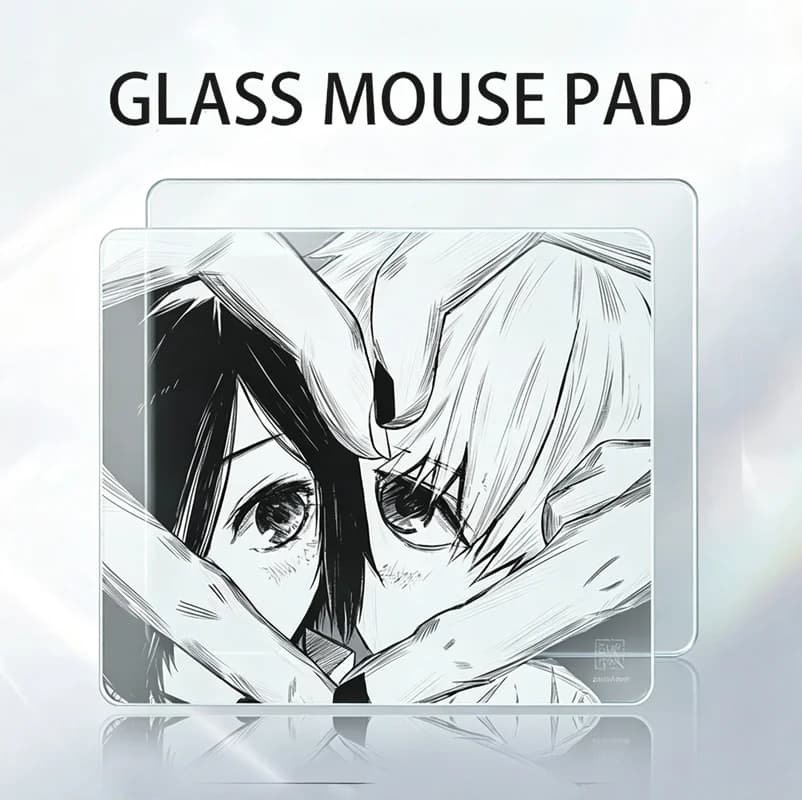Japanese Anime Girl Couple's Love Glass Mouse Pad Ee-sports Gaming Keyboard Office Desktop Decoration Student Dormitory